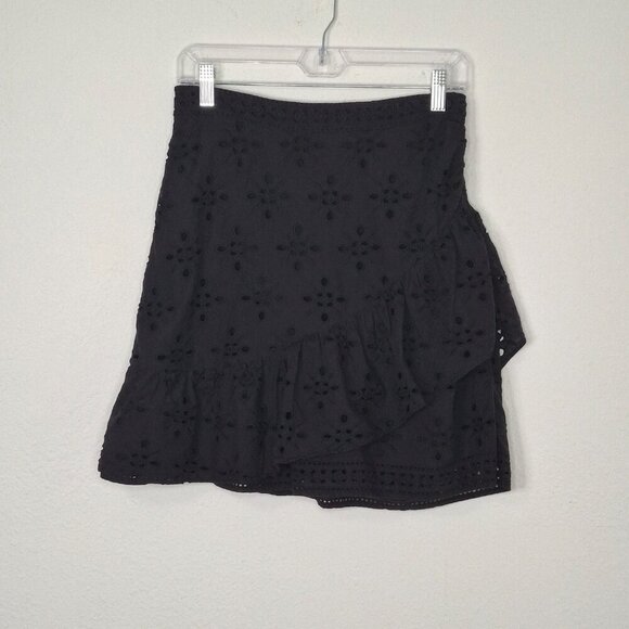 Express Embroidered Eyelet Skirt Sz 6 Mini 100% Cotton Ruffle Cottagecore Boho - Picture 5 of 15
